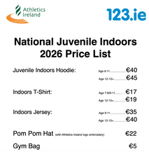 Load image into Gallery viewer, 123.ie National Juvenile Indoor Championships 2026 Hoodies, T-Shirts and Jerseys